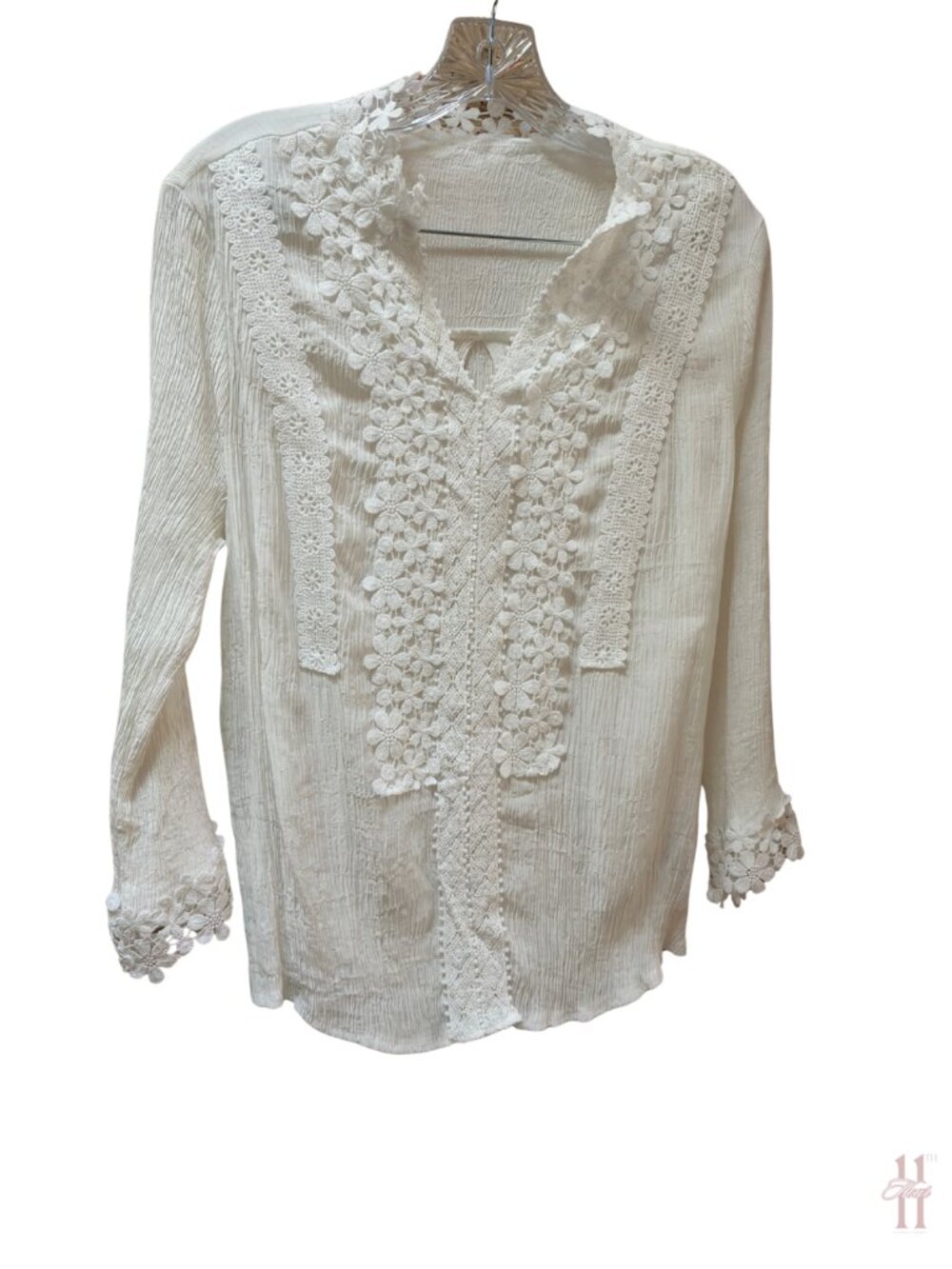 Shein Bohemian-Style White Textured Top - Women's Large